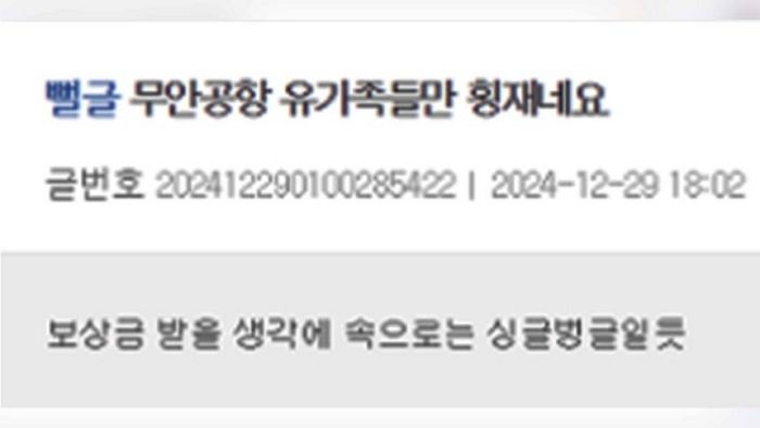 “여객기 참사 유가족들 횡재... 보상금 생각에 싱글벙글”... 모욕글 쓴 30대 男, 붙잡혔다