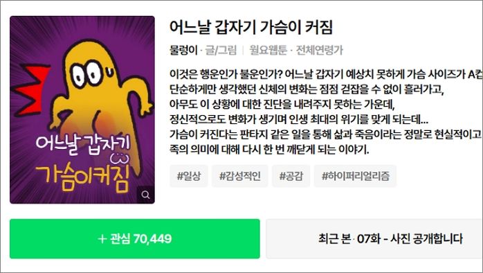 코로나19 백신 맞고 ‘A컵→H컵’ 된 작가... 웹툰 ‘어느날 갑자기 가슴이 커짐’ 그리게 된 이유