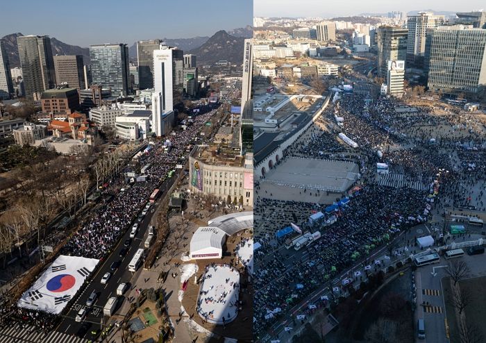 설 앞두고 주말 광화문서 대규모 탄핵 찬반 집회... “대중교통 이용하세요”