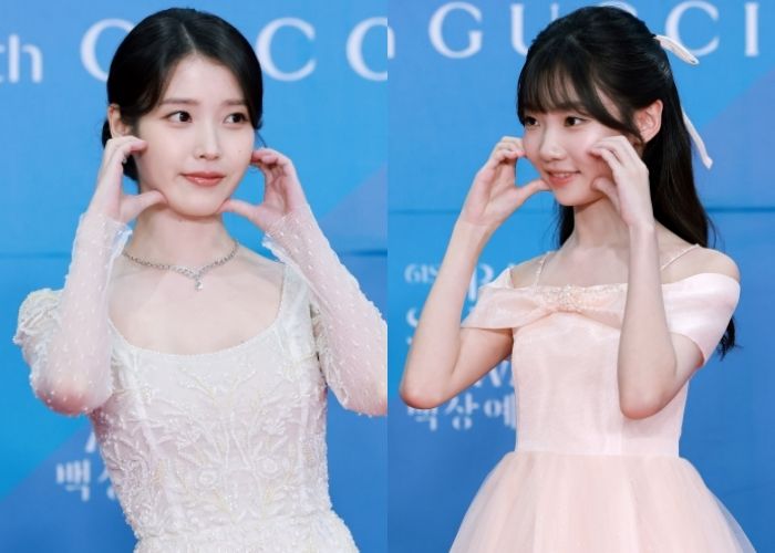 아이유, ‘폭싹 속았수다’ 속 어린 애순이에게 ‘헤·드·메’ 선물... 함께 백상 빛냈다