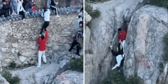 지름길로 가려다 ‘황천길’ 갈 뻔... 바위 걸려 기적적으로 목숨 건진 커플