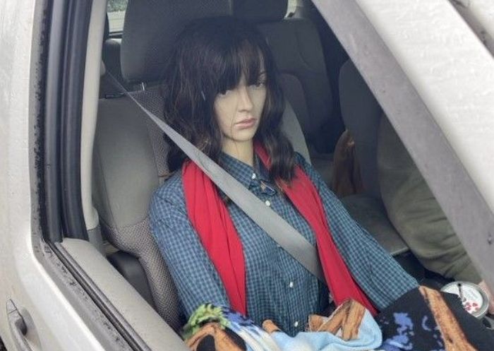 다인승 전용차로 이용하려 조수석에 가발 쓴 마네킹 두고 달린 운전자