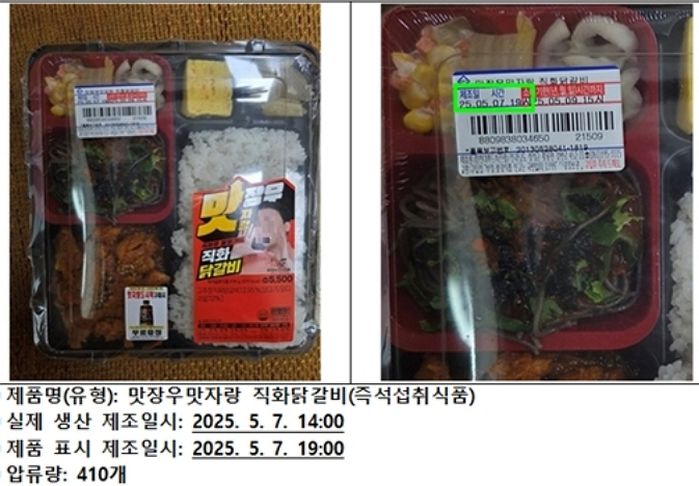 '맛장우 도시락'등 제조시간 속인 편의점 납품 도시락 업체 적발