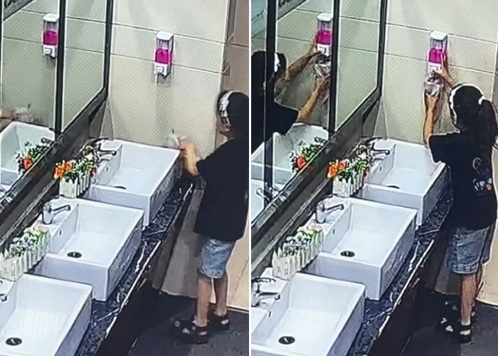 화장실에 잠깐 놔뒀는데, 비누향 나서 CCTV 확인해 보니... 중국 충격에 빠트린 ‘음료 테러’