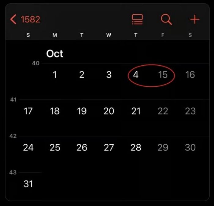“아이폰 달력서 10월 4일 다음 날이 15일”... 10일이 사라졌다
