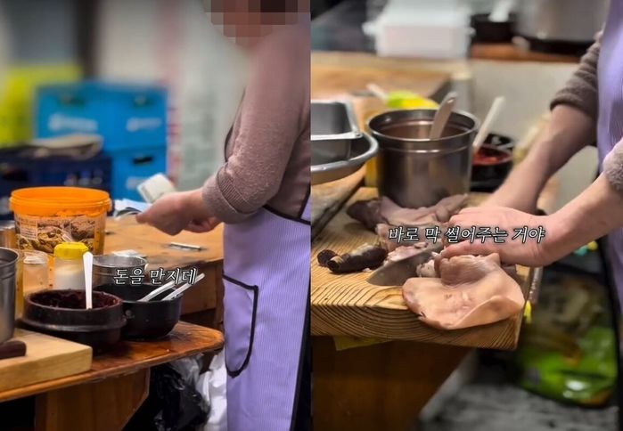 돈 만진 손으로 순대 썰더니 깍두기 마저 재사용... 실망 폭발하게 만든 원주 유명 순댓국집