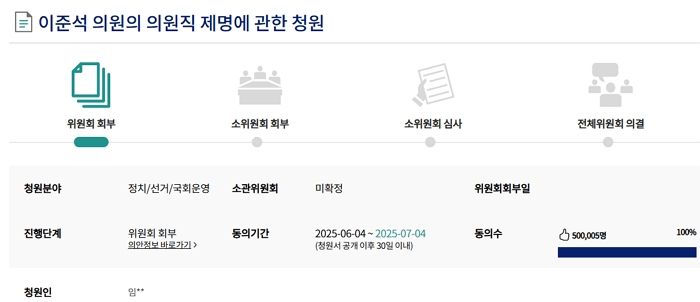 ‘젓가락 혐오 발언’ 이준석, 의원직 제명 국민청원 ‘50만’ 돌파