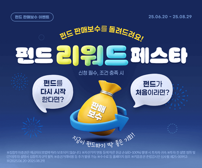 펀드투자자 주목... 키움증권, 판매보수 100% 돌려주는 대형 이벤트