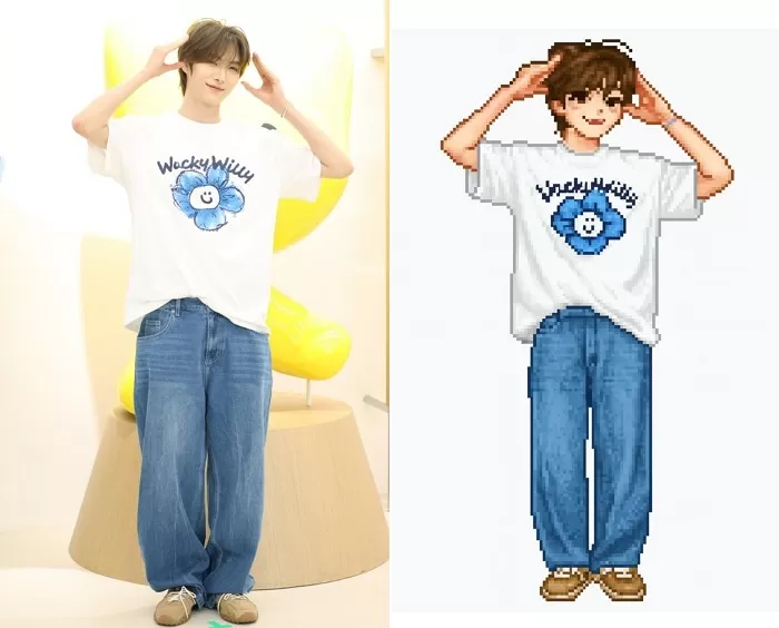 투어스 영재를 픽셀 아바타로 변환 시켜 봤다. (좌) 뉴스1, (우) 챗GPT