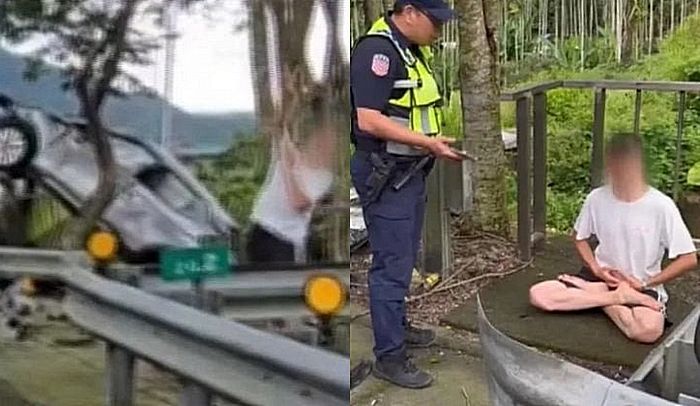 추월하다 교통사고 내 차량 반파됐는데... 사고 직후 가부좌 틀고 앉아 ‘명상’ 하는 운전자 (영상)
