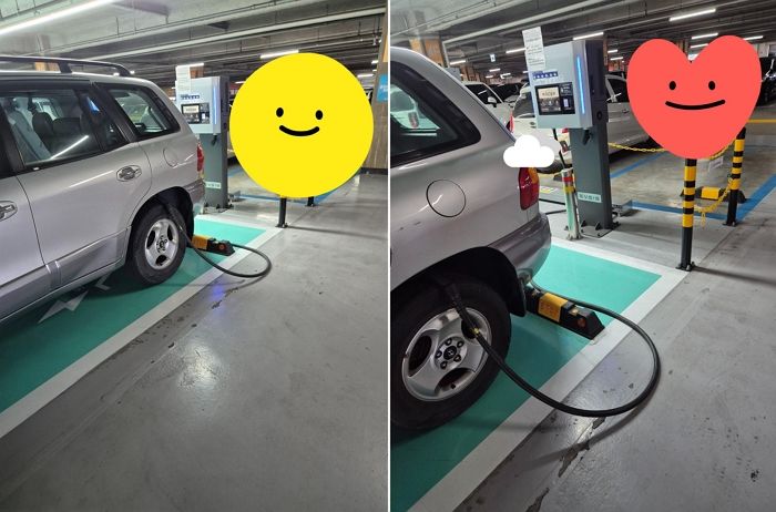 ‘전기차 충전구역’서 충전(?)중인 구형 싼타페 (사진)