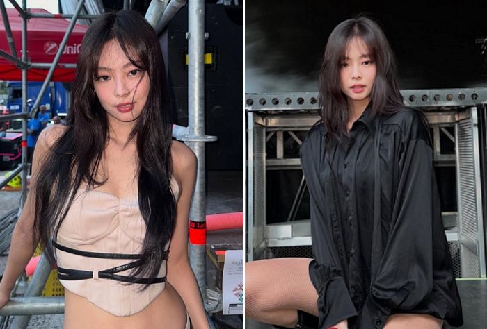 블랙핑크 제니, 이번엔 가슴에 헬로키티 달았다... 파격 패션 선보여
