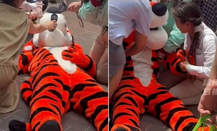 디즈니랜드 티거 인형탈 알바가 ‘열사병’에 쓰러져도 가면 못 벗은 채 실려간 이유