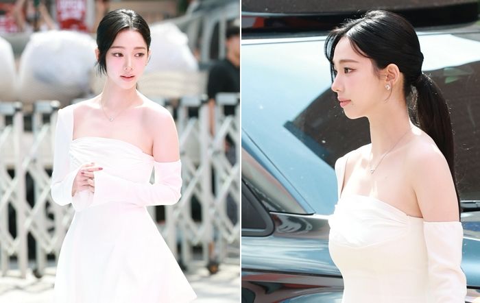 성수동 뜨자마자 시선 사로잡은 에스파 카리나... ‘현실감 제로’ 여신 미모 뽐냈다