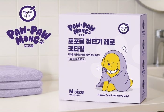 반려동물 피부·털에 최적화!... 깨끗한나라 포포몽, ‘정전기 제로 펫타월’ 출시