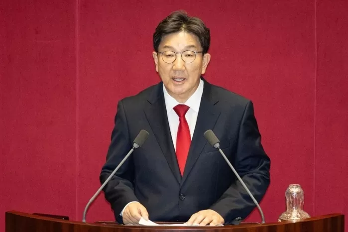 권성동 국민의힘 의원이 11일 서울 여의도 국회에서 열린 제429회 국회(정기회) 제4차 본회의에서 자신에 대한 체포동의안 상정에 신상 발언을 하고 있다. 2025.9.11 뉴스1