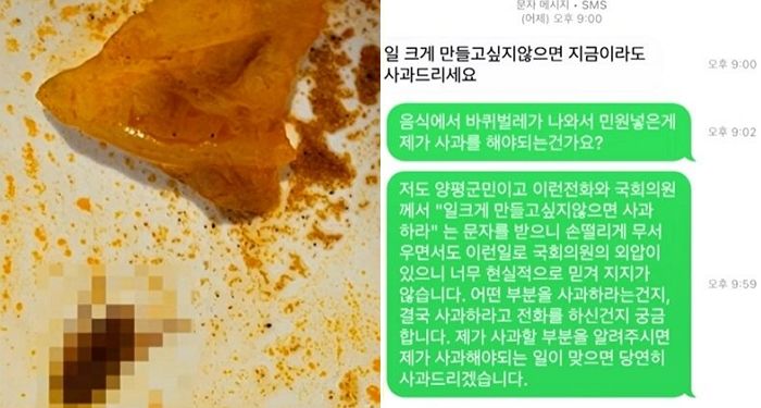 배달 짬뽕서 ‘바퀴벌레’ 나와 신고하자... 양평군의회 의장 “내 단골집, 일 키우기 싫으면 사과해라”