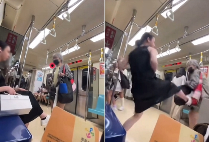 타이완 지하철 노약자석 갈등...할머니가 가방으로 ‘툭툭’ 치자 가방 걷어찬 젊은 승객