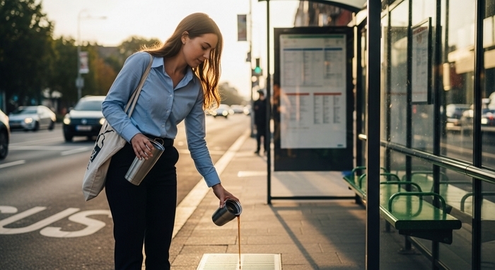 출근길 버스 타기 전 배수구에 커피 버렸다가 30만원 과태료 받은 英여성... “너무하다” 여론에 결국