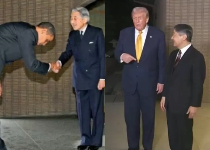 오바마는 90도 인사, 트럼프는 어깨 툭... 일왕 만난 美 대통령의 상반된 인사법