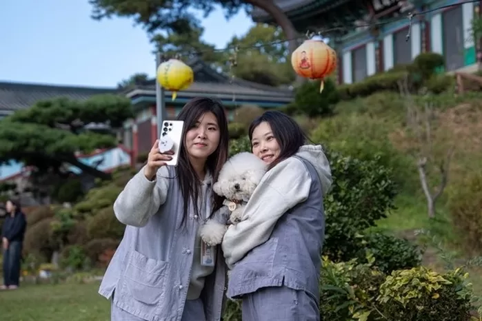 반려견 동반 사찰체험 프로그램 ‘댕플스테이’ 모습. 증평군 제공