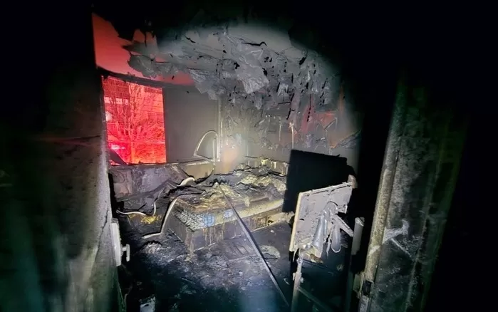 지난 1월 11일 오전 2시52분쯤 광주 북구 신안동 한 빌라 2층 세대에서 불이 난 모습./사진=광주소방본부 제공