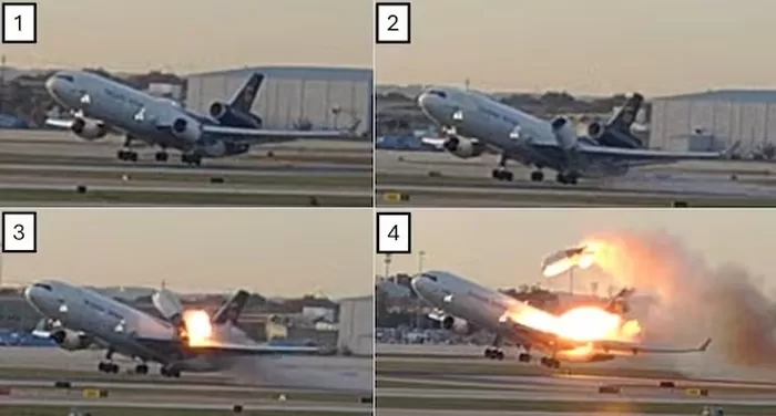 이륙하자마자 엔진 떨어지며 ‘펑’ 터져... 美화물기 폭발 순간 공개