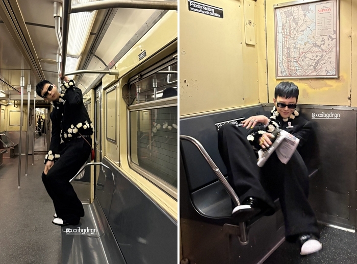 ‘패완얼’ GD, ‘샤넬 풀착장’ 하고 뉴욕 지하철 점령