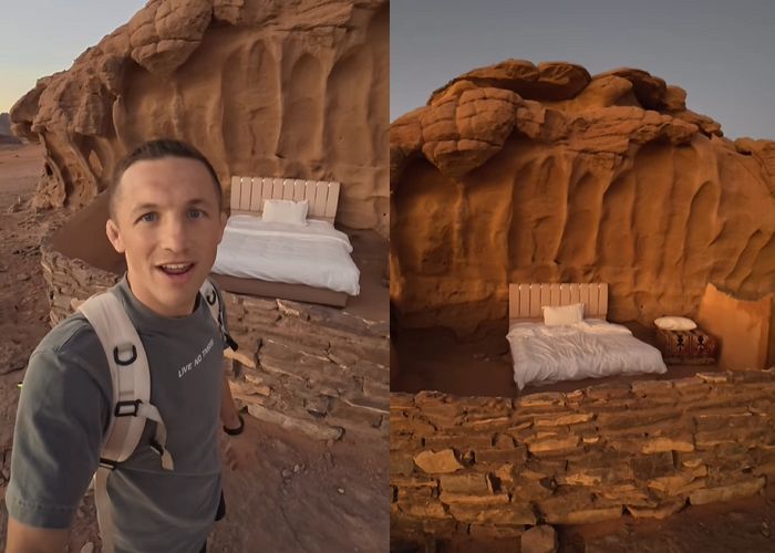 광활한 사막에 침대만 달랑... 1박 6만원 지붕 없는 ‘프라이빗 숙소’