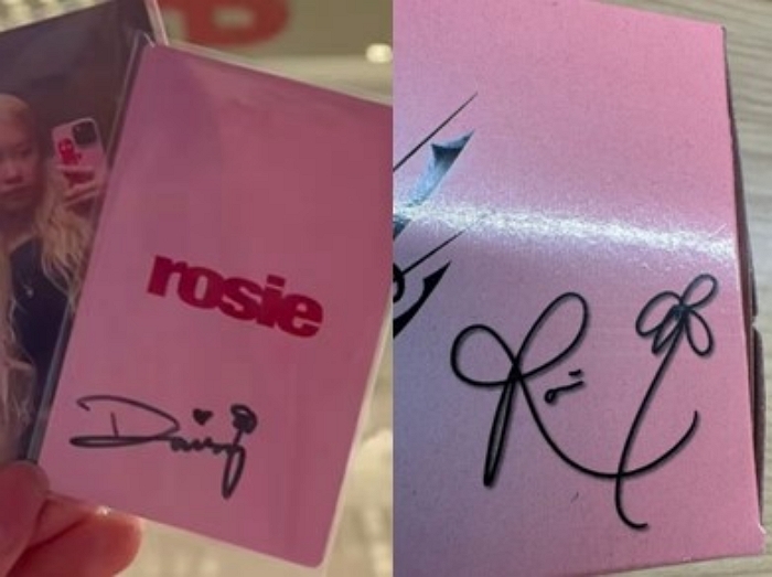 (좌) 중국 인플루언서 데이지 사인, (우) 블랙핑크 로제 사인 / X(옛 트위터) 캡처