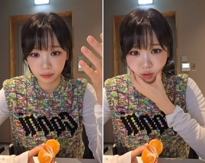 위버스 라이브 중인 르세라핌 김채원 / 유튜브 캡처