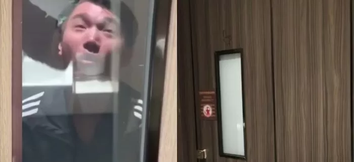 투명해지는 유리가 설치된 쇼핑몰 화장실 문. 출처= TVBS, SCMP