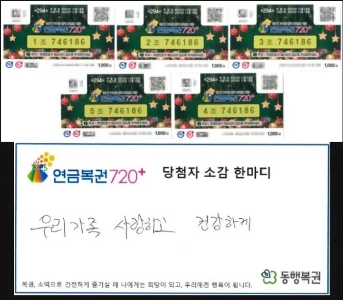 [뉴시스]294회차 연금복권 당첨 후기. (사진 = 동행복권 캡처) *재판매 및 DB 금지