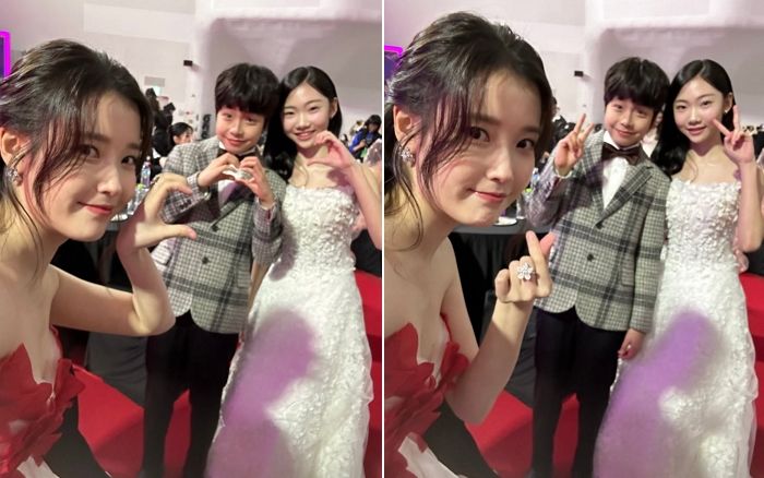 ‘대상’ 아이유, 어린 애순·관식이와 기념사진... “항상 친절” 미담 화제