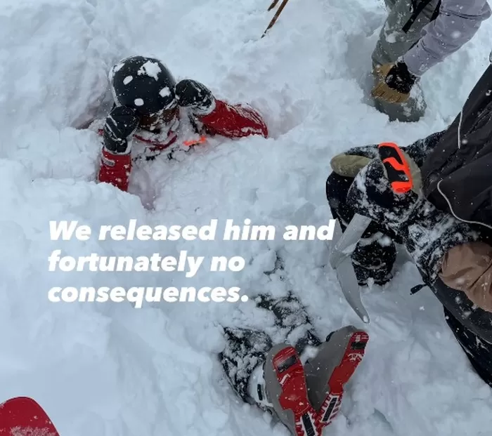 스위스에서 눈속에 파묻힌 남성이 길을 지나던 스키어에 의해 구조됐다. 인스타그램