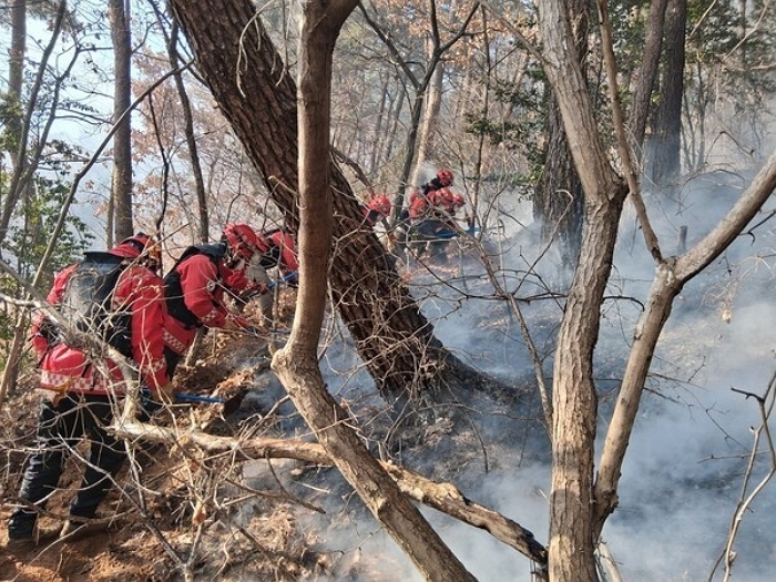 부산 기장군 공장 화재서 번진 산불, 14시간 만에 진화