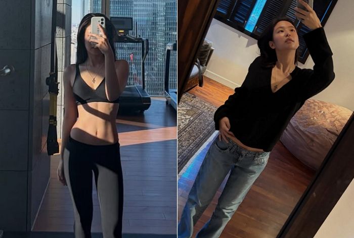 “복근 선명한 것 봐”... 일본 여행 중에도 헬스장 출석해 운동복 몸매 인증한 제니 근황