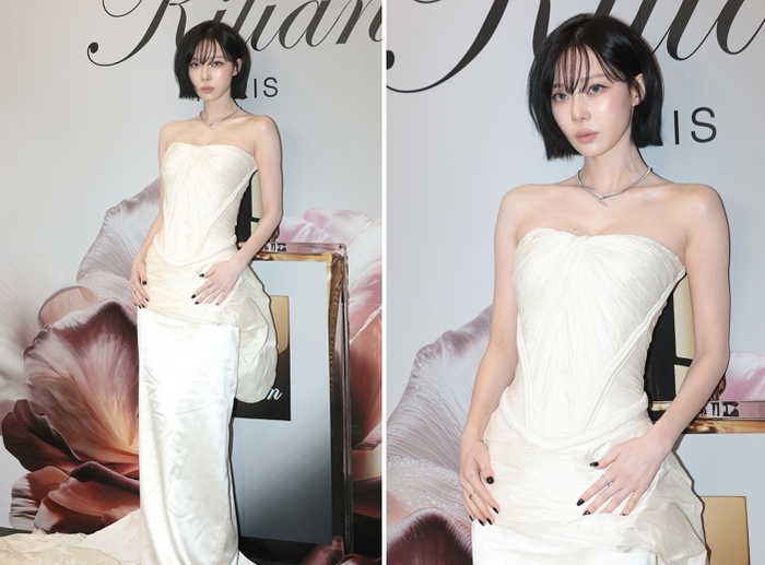 ‘차도녀의 정석’ 윈터, 파란 렌즈+오프숄더 드레스로 ‘화이트 여신’ 자태