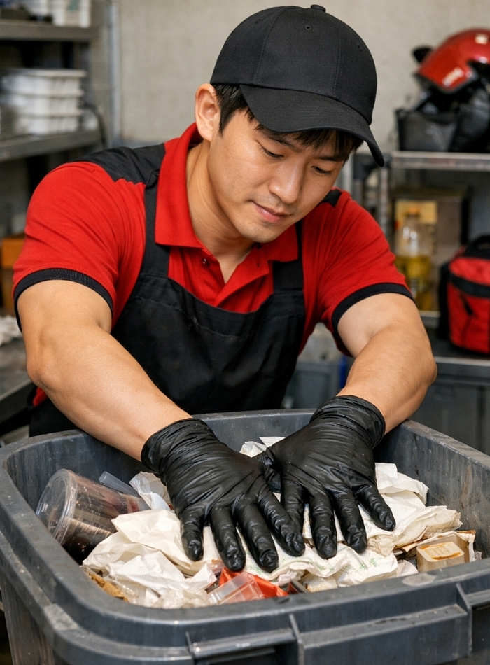 “장갑 끼고 쓰레기 꾹꾹 누른 손으로 요리”... 배달 라이더의 작심 폭로