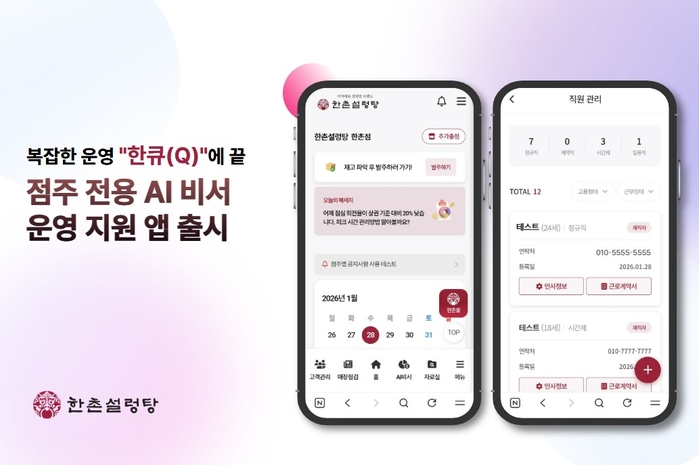 설렁탕 프랜차이즈도 AI 시대... 한촌설렁탕, 점주 전용 앱 '한큐' 출시