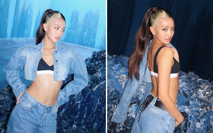 아이들 민니, 청재킷 안 브라톱 파격 스타일... 핫걸 포스 장착