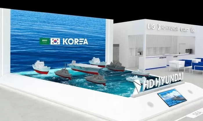 오는 12일까지 사우디아라비아 수도 리야드(Riyadh)에서 열리는 ‘WDS 2026’의 HD현대중공업 부스 조감도. HD현대중공업 제공