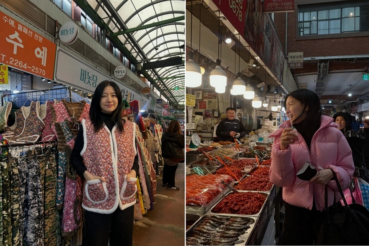이영애, 설 연휴 '김장 조끼' 입고 광장시장서 칼국수·호떡 먹방... 