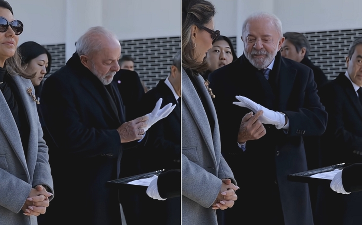  룰라 브라질 대통령이 지난 23일 현충원 참배를 앞두고 장갑을 착용하고 있다. / 룰라 브라질 대통령 유튜브