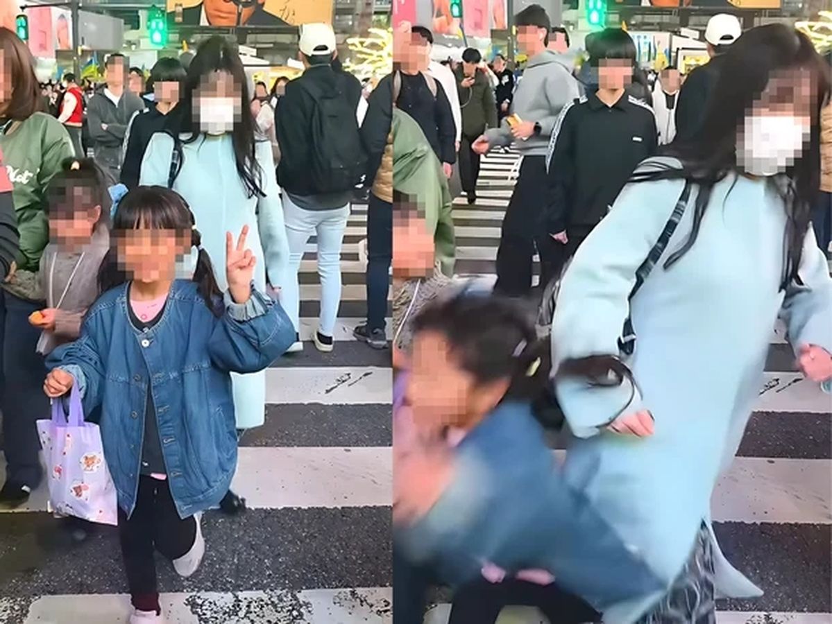 사진 찍는 아이를 지나가면서 고의로 '어깨빵' 치고 간 여성에 충격