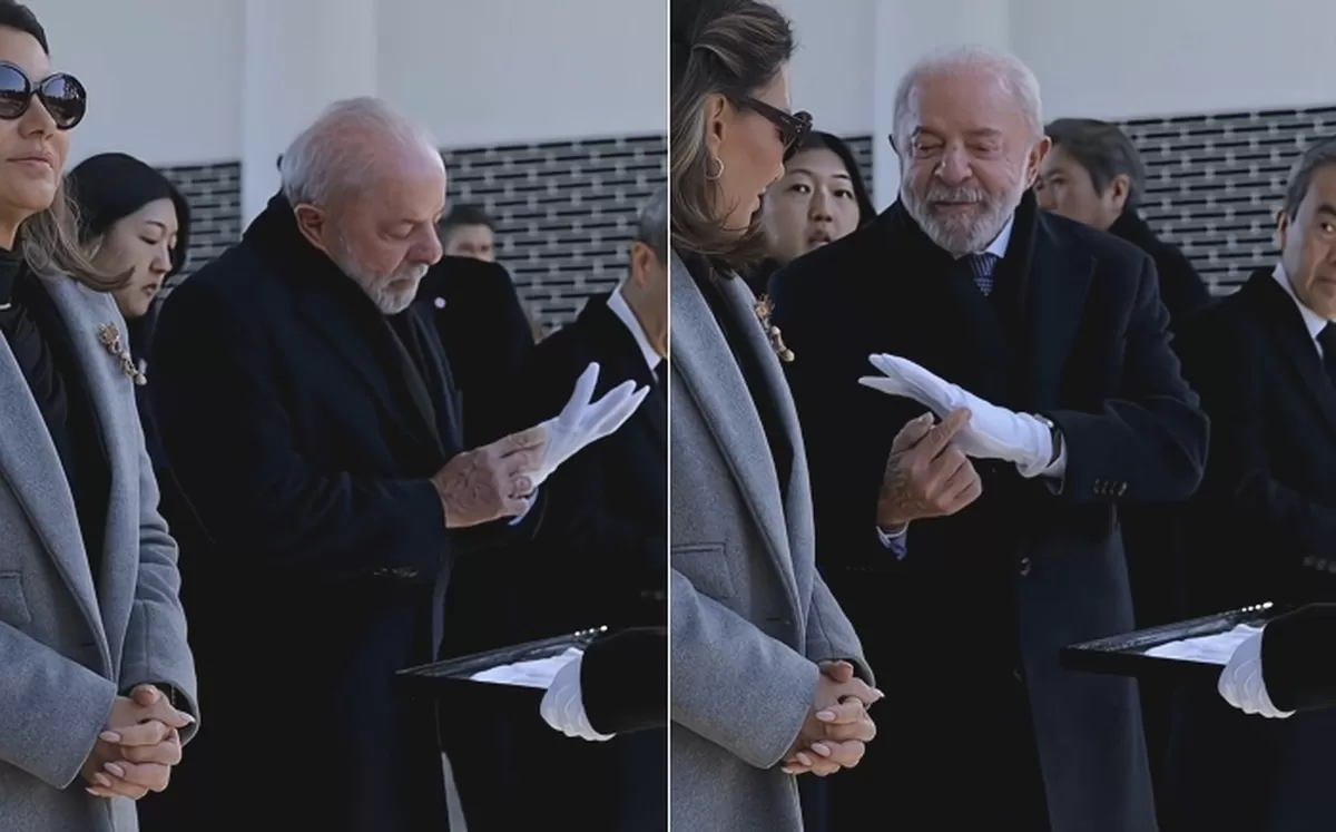 룰라 브라질 대통령이 지난 23일 현충원 참배를 앞두고 장갑을 착용하고 있다. / 룰라 브라질 대통령 유튜브