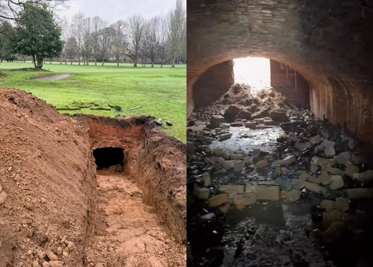 골프장서 싱크홀 수리 중 발견된 130년 전 대저택 와인 저장고