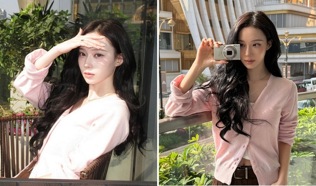 에스파 윈터, 핑크 가디건 입자 봄 분위기 물씬... 청순미 폭발