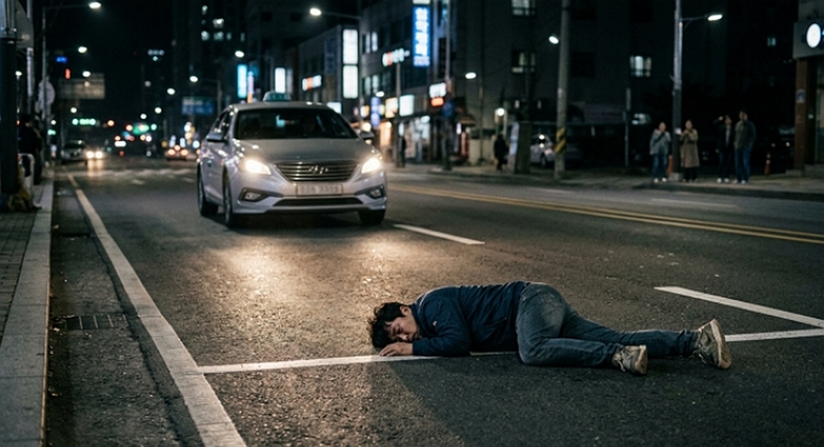 도로 한가운데 누운 취객 밟고 간 운전자... 법원 판단은
