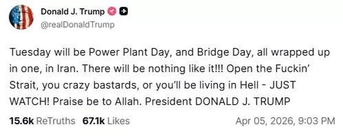 5일(현지시간) 도널드 트럼프 대통령은 자신의 소셜미디어 트루스소셜에 “빌어먹을 (호르무즈) 해협을 열어라 미친 놈들아, 그렇지 않으면 지옥에서 살게 될 것”이라며 이란에 강...